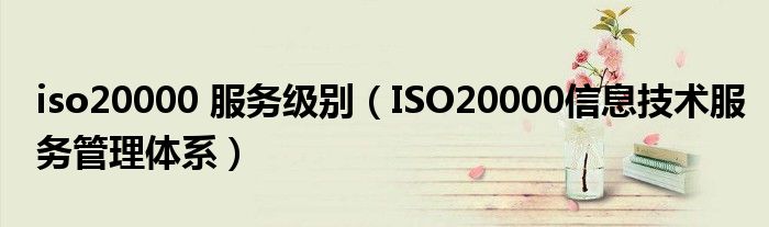 iso20000 服务级别(ISO20000信息技术服务管理体系)