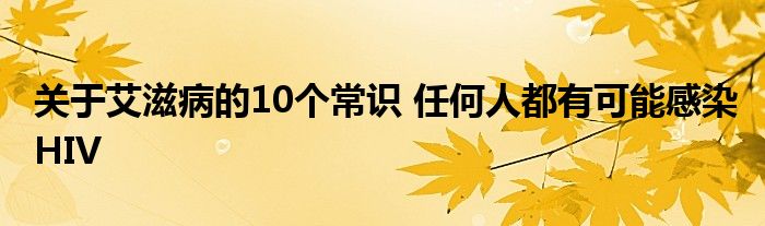 关于艾滋病的10个常识 任何人都有可能感染HIV