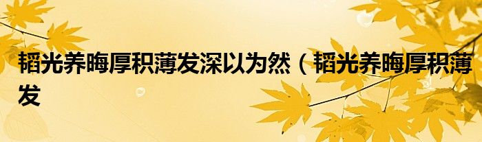 韬光养晦厚积薄发深以为然(韬光养晦厚积薄发