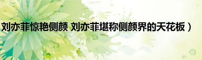 刘亦菲惊艳侧颜 刘亦菲堪称侧颜界的天花板)