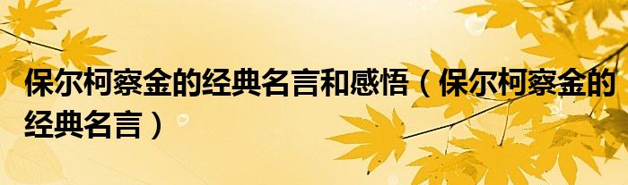 保尔柯察金的经典名言和感悟(保尔柯察金的经典名言)