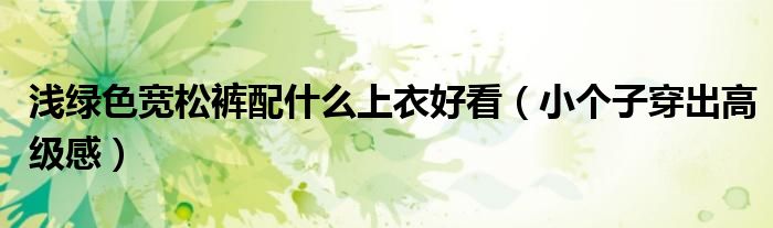 浅绿色宽松裤配什么上衣好看(小个子穿出高级感)