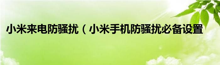 小米来电防骚扰(小米手机防骚扰必备设置