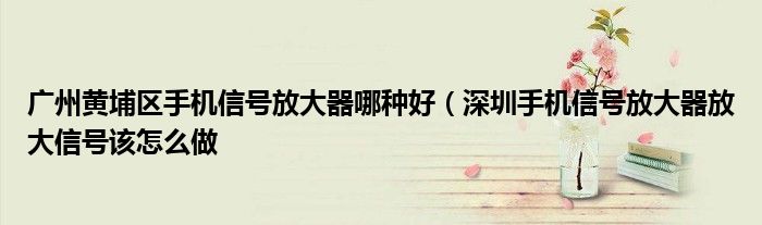广州黄埔区手机信号放大器哪种好(深圳手机信号放大器放大信号该怎么做