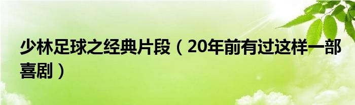 少林足球之经典片段(20年前有过这样一部喜剧)