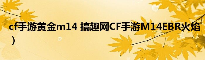 cf手游黄金m14 搞趣网CF手游M14EBR火焰)