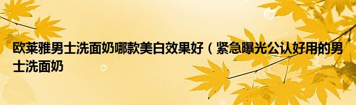 欧莱雅男士洗面奶哪款美白效果好(紧急曝光公认好用的男士洗面奶