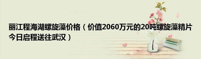 丽江程海湖螺旋藻价格(价值2060万元的20吨螺旋藻精片今日启程送往武汉)