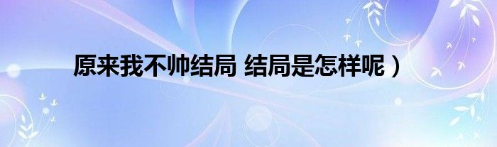 原来我不帅结局 结局是怎样呢)