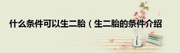 什么条件可以生二胎（生二胎的条件介绍