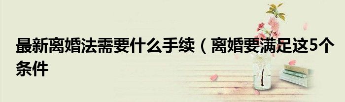 最新离婚法需要什么手续(离婚要满足这5个条件