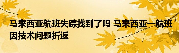 马来西亚航班失踪找到了吗 马来西亚一航班因技术问题折返