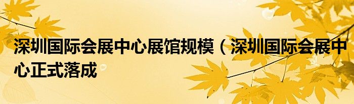 深圳国际会展中心展馆规模(深圳国际会展中心正式落成