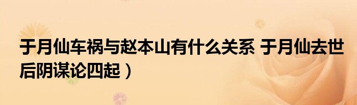 于月仙车祸与赵本山有什么关系 于月仙去世后阴谋论四起)