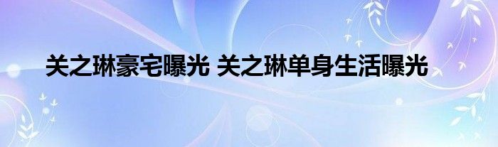 关之琳豪宅曝光 关之琳单身生活曝光