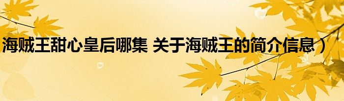 海贼王甜心皇后哪集 关于海贼王的简介信息)