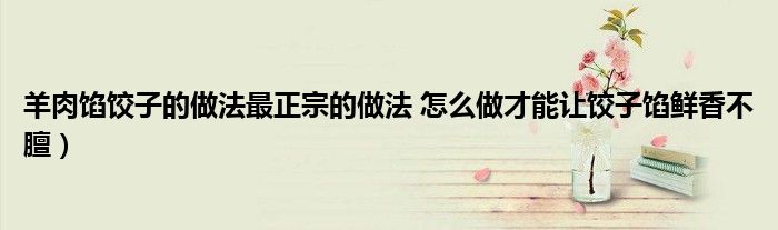 羊肉馅饺子的做法最正宗的做法 怎么做才能让饺子馅鲜香不膻)
