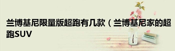 兰博基尼限量版超跑有几款(兰博基尼家的超跑SUV