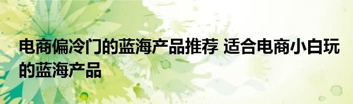 电商偏冷门的蓝海产品推荐 适合电商小白玩的蓝海产品