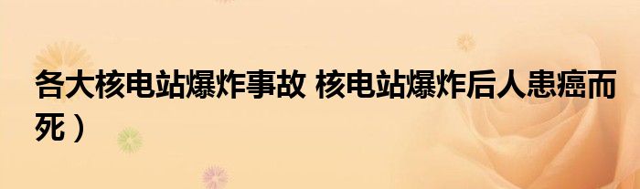 各大核电站爆炸事故 核电站爆炸后人患癌而死)