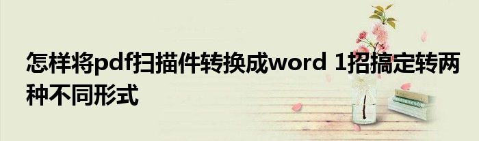 怎样将pdf扫描件转换成word 1招搞定转两种不同形式
