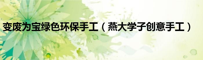 变废为宝绿色环保手工(燕大学子创意手工)