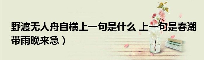 野渡无人舟自横上一句是什么 上一句是春潮带雨晚来急)