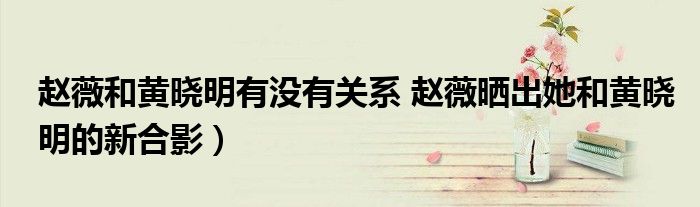 赵薇和黄晓明有没有关系 赵薇晒出她和黄晓明的新合影)