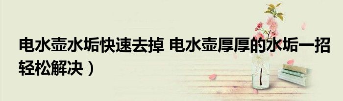 电水壶水垢快速去掉 电水壶厚厚的水垢一招轻松解决)