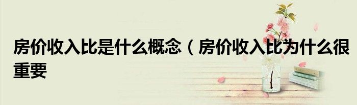 房价收入比是什么概念(房价收入比为什么很重要