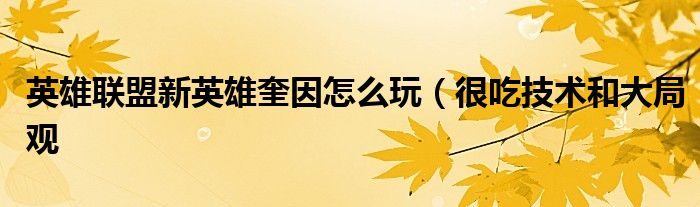 英雄联盟新英雄奎因怎么玩(很吃技术和大局观