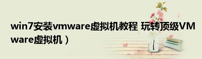 win7安装vmware虚拟机教程 玩转顶级VMware虚拟机)