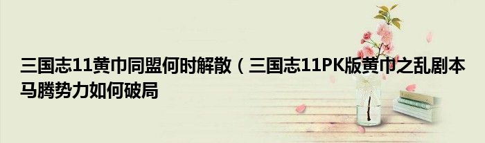 三国志11黄巾同盟何时解散(三国志11PK版黄巾之乱剧本马腾势力如何破局
