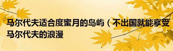 马尔代夫适合度蜜月的岛屿(不出国就能享受马尔代夫的浪漫