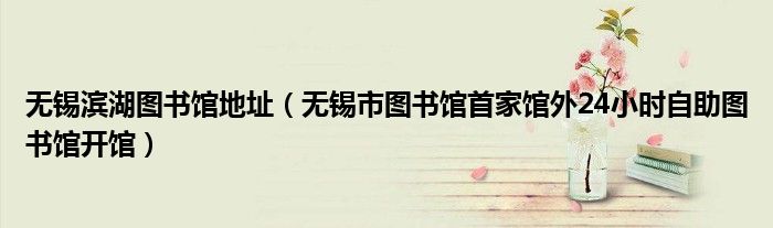 无锡滨湖图书馆地址(无锡市图书馆首家馆外24小时自助图书馆开馆)