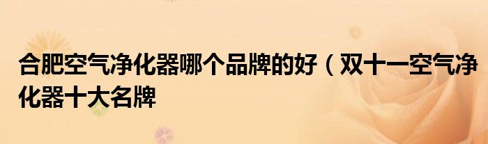 合肥空气净化器哪个品牌的好(双十一空气净化器十大名牌