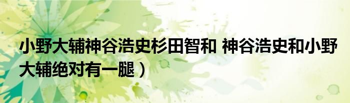 小野大辅神谷浩史杉田智和 神谷浩史和小野大辅绝对有一腿)