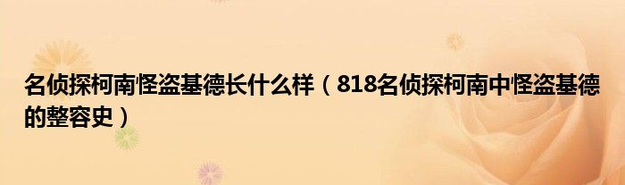 名侦探柯南怪盗基德长什么样(818名侦探柯南中怪盗基德的整容史)