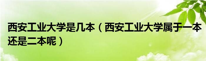 西安工业大学是几本(西安工业大学属于一本还是二本呢)