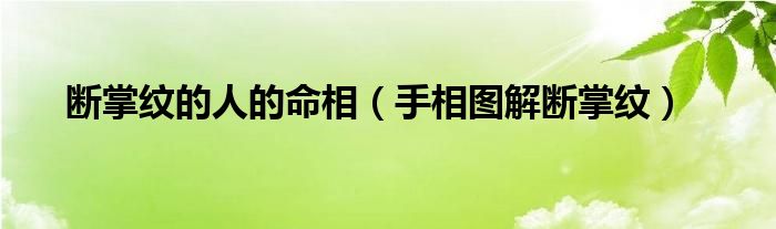 断掌纹的人的命相(手相图解断掌纹)