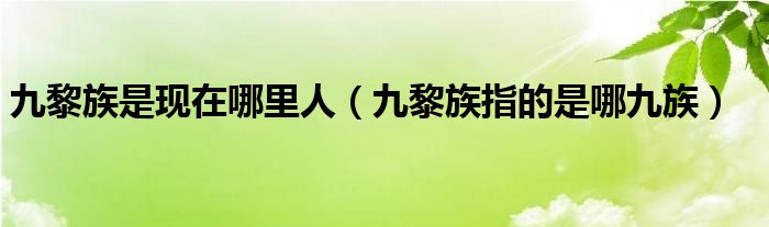 九黎族是现在哪里人(九黎族指的是哪九族)