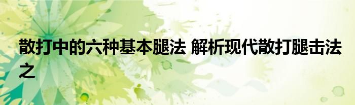 散打中的六种基本腿法 解析现代散打腿击法之