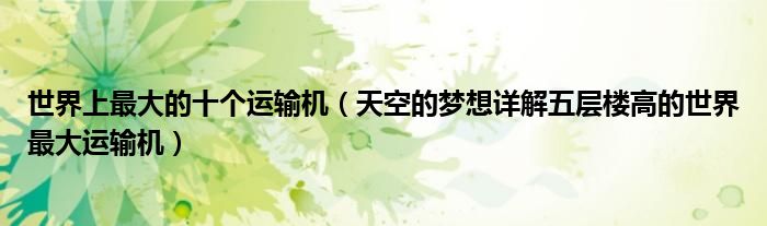 世界上最大的十个运输机(天空的梦想详解五层楼高的世界最大运输机)