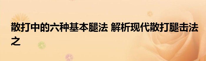 散打中的六种基本腿法 解析现代散打腿击法之