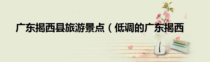 广东揭西县旅游景点(低调的广东揭西