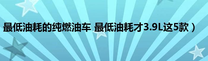 最低油耗的纯燃油车 最低油耗才3.9L这5款)