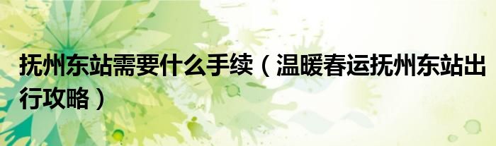 抚州东站需要什么手续(温暖春运抚州东站出行攻略)