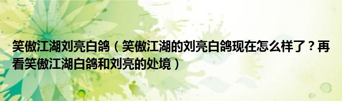 笑傲江湖刘亮白鸽(笑傲江湖的刘亮白鸽现在怎么样了?再看笑傲江湖白鸽和刘亮的处境)