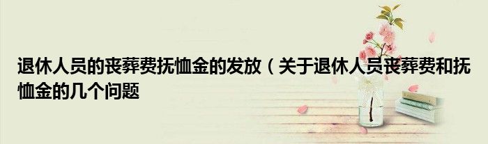 退休人员的丧葬费抚恤金的发放(关于退休人员丧葬费和抚恤金的几个问题
