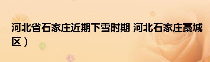 河北省石家庄近期下雪时期 河北石家庄藁城区)